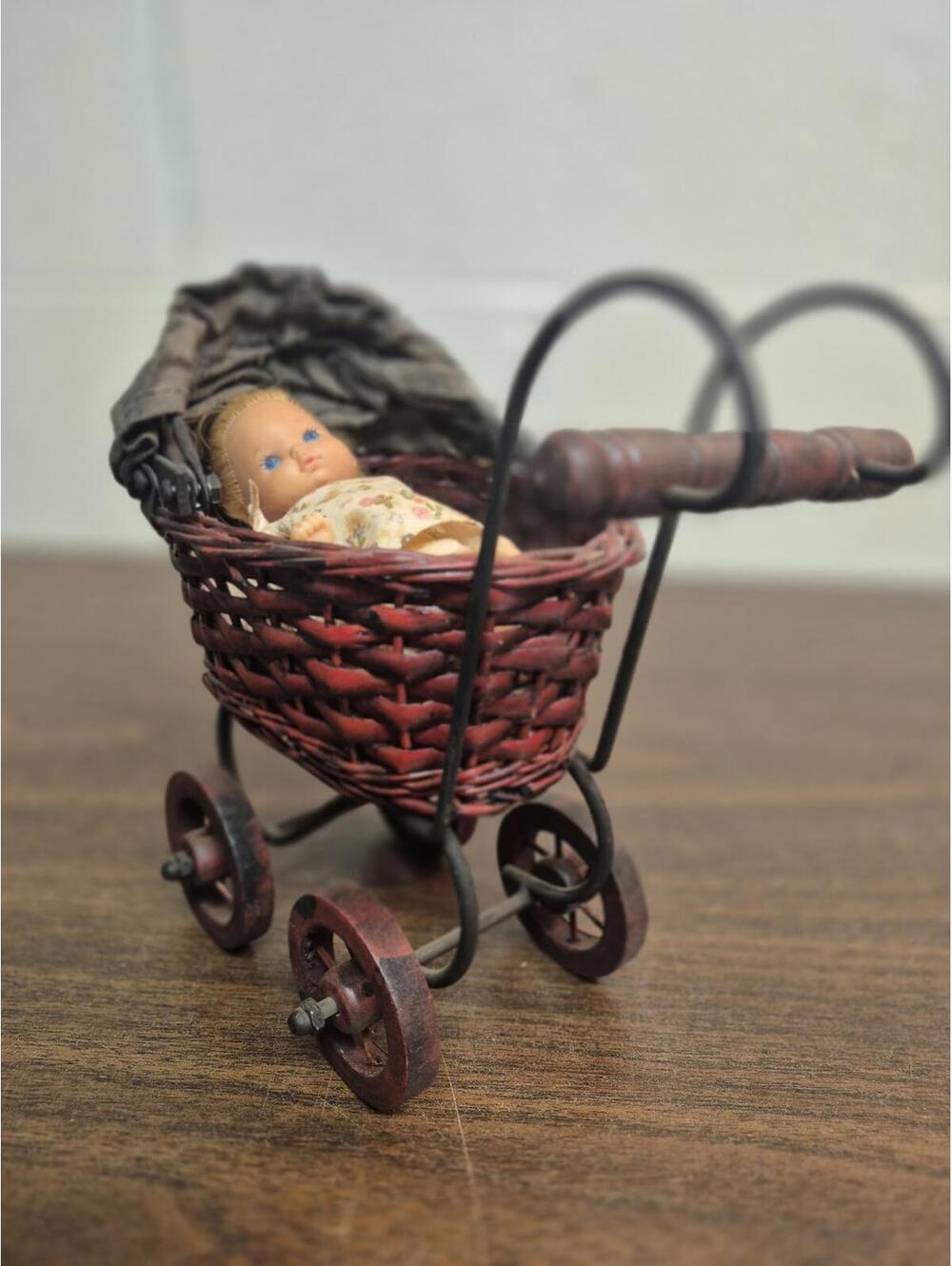 Vintage 1976 Mattel Doll with Antique Baby Carriage
